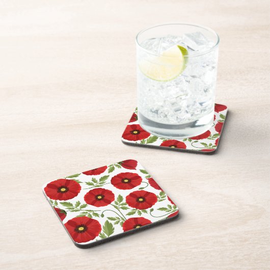 Mohn blüht fröhlich Sommer Blume Getränkeuntersetzer (Rechte Seite)