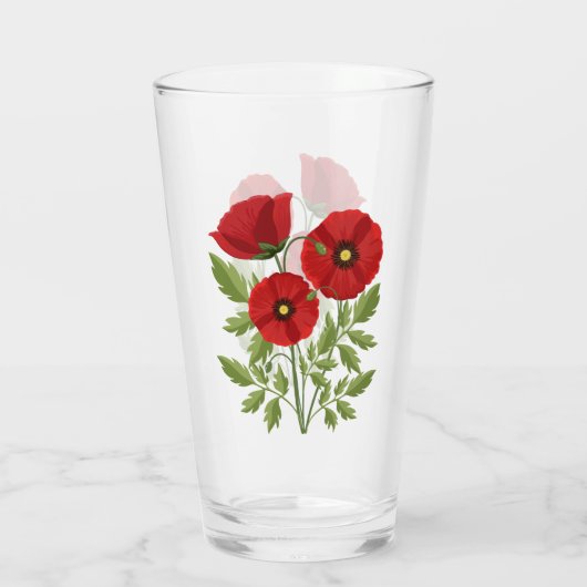 Mohn blüht fröhlich Sommer Blume Glas (Rückseite)