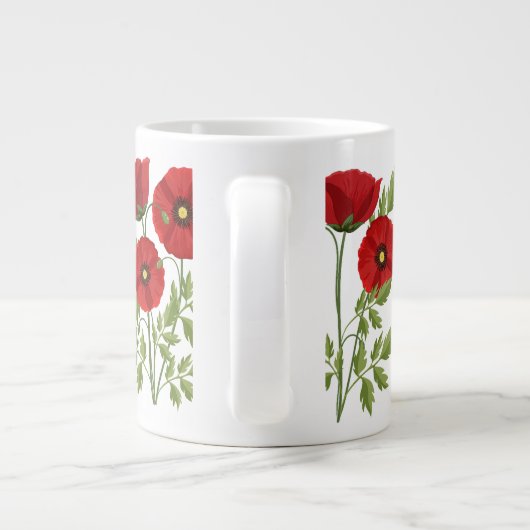 Mohn blüht fröhlich Sommer Blume Jumbo-Tasse (Rückseite)
