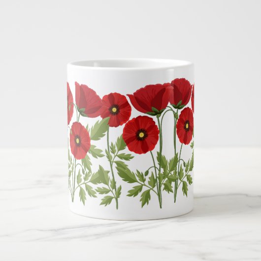 Mohn blüht fröhlich Sommer Blume Jumbo-Tasse (Vorderseite)
