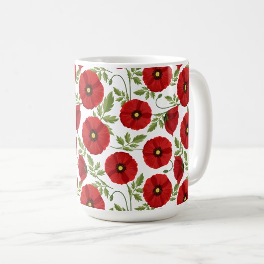 Mohn blüht fröhlich Sommer Blume Kaffeetasse (VorderseiteRechts)