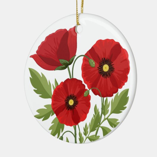 Mohn blüht fröhlich Sommer Blume Keramik Ornament (Links)