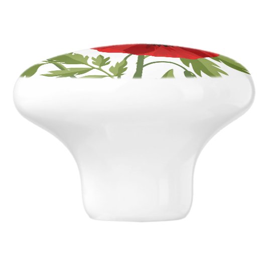 Mohn blüht fröhlich Sommer Blume Keramikknauf (Seitenansicht)