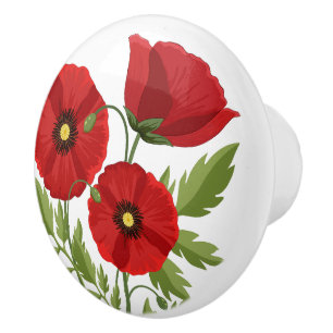 Mohn blüht fröhlich Sommer Blume Keramikknauf