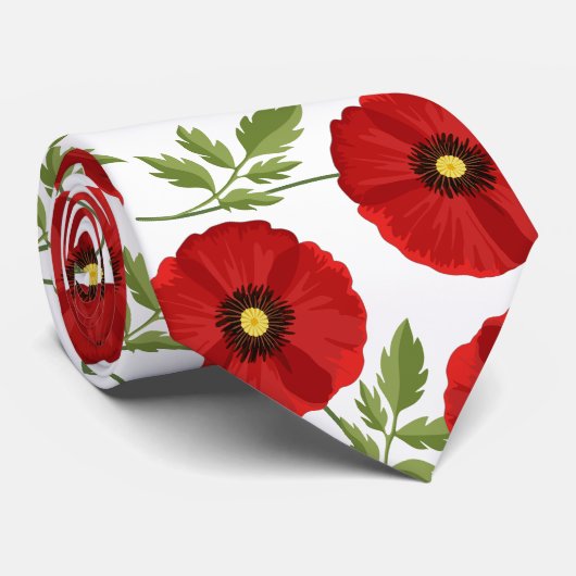 Mohn blüht fröhlich Sommer Blume Krawatte (Gerollt)