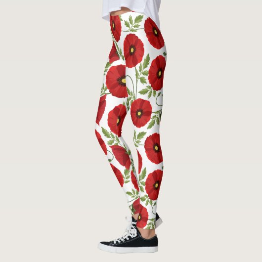 Mohn blüht fröhlich Sommer Blume Leggings (Links)