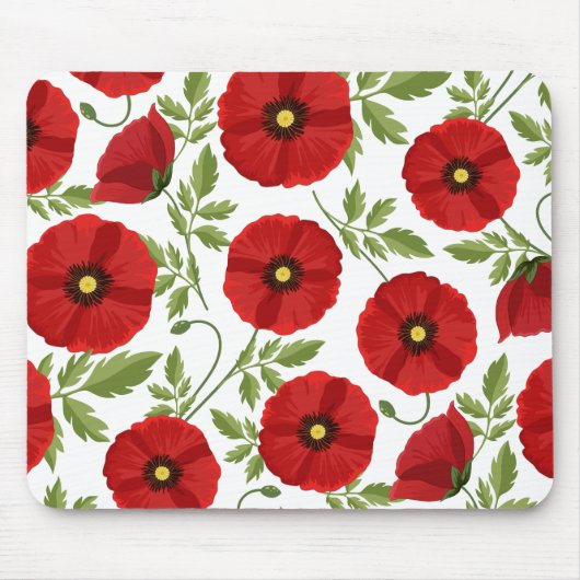 Mohn blüht fröhlich Sommer Blume Mousepad (Vorne)