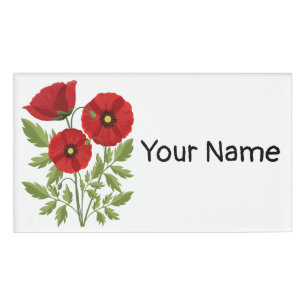Mohn blüht fröhlich Sommer Blume Namenschild