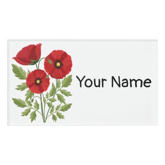 Mohn blüht fröhlich Sommer Blume Namenschild (Vorderseite)