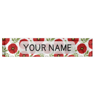 Mohn blüht fröhlich Sommer Blume Namensplakette