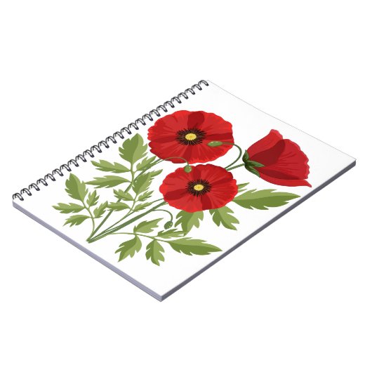 Mohn blüht fröhlich Sommer Blume Notizblock (Linke Seite)