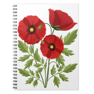 Mohn blüht fröhlich Sommer Blume Notizblock
