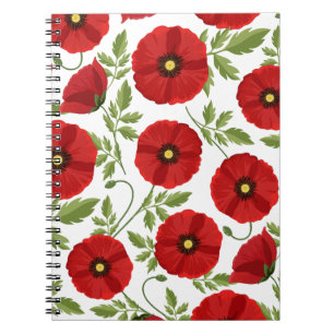 Mohn blüht fröhlich Sommer Blume Notizblock