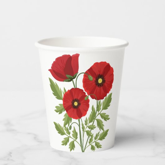 Mohn blüht fröhlich Sommer Blume Pappbecher (Vorderseite)