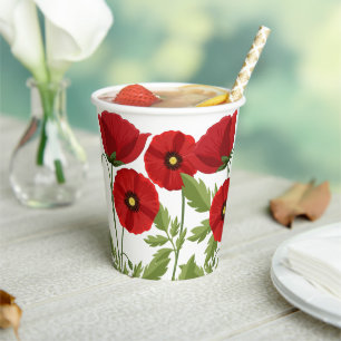 Mohn blüht fröhlich Sommer Blume Pappbecher