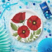 Mohn blüht fröhlich Sommer Blume Pappteller (Party)