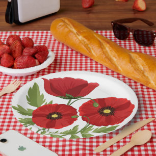 Mohn blüht fröhlich Sommer Blume Pappteller