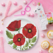 Mohn blüht fröhlich Sommer Blume Pappteller (Party)