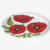 Mohn blüht fröhlich Sommer Blume Pappteller (Schrägansicht)