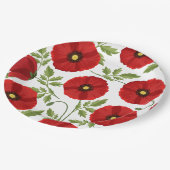 Mohn blüht fröhlich Sommer Blume Pappteller (Schrägansicht)