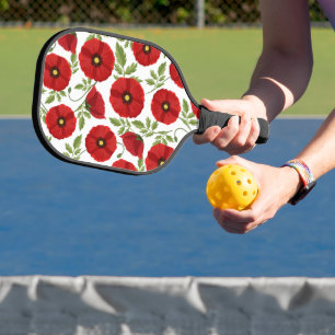 Mohn blüht fröhlich Sommer Blume Pickleball Schläger