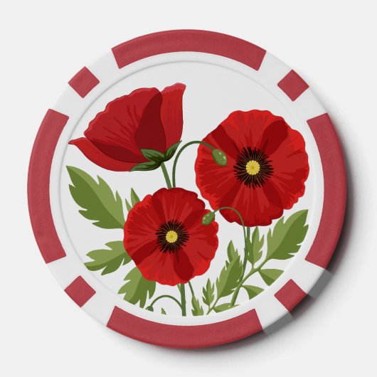 Mohn blüht fröhlich Sommer Blume Pokerchips (Rückseite)