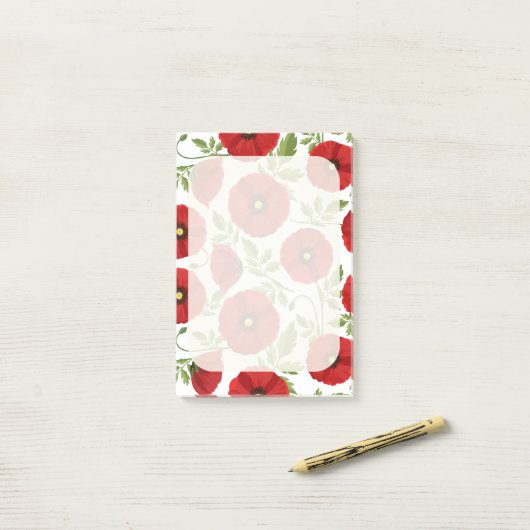 Mohn blüht fröhlich Sommer Blume Post-it Klebezettel (Auf Schreibtisch)