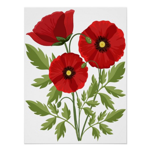 Mohn blüht fröhlich Sommer Blume Poster (Vorderseite)