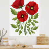 Mohn blüht fröhlich Sommer Blume Poster (Küche)