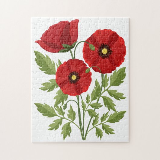 Mohn blüht fröhlich Sommer Blume Puzzle (Vertikal)