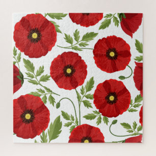Mohn blüht fröhlich Sommer Blume Puzzle