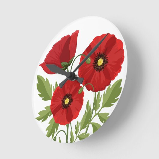 Mohn blüht fröhlich Sommer Blume Runde Wanduhr (Winkel)