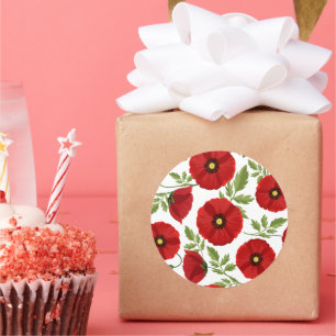 Mohn blüht fröhlich Sommer Blume Runder Aufkleber