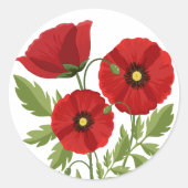 Mohn blüht fröhlich Sommer Blume Runder Aufkleber (Vorderseite)