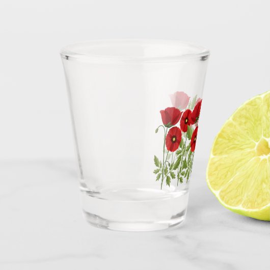 Mohn blüht fröhlich Sommer Blume Schnapsglas (Links)