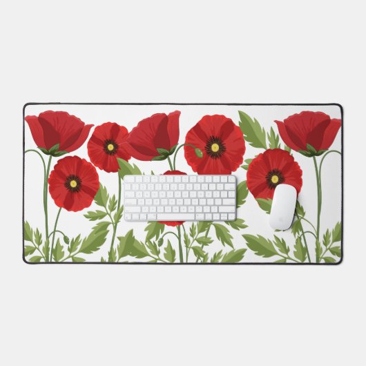 Mohn blüht fröhlich Sommer Blume Schreibtischunterlage (Tastatur & Maus)