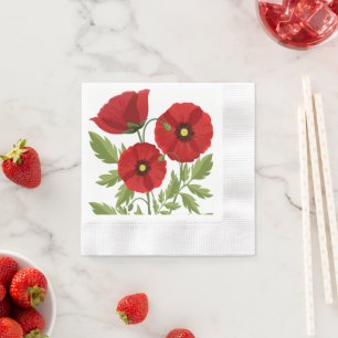 Mohn blüht fröhlich Sommer Blume Serviette