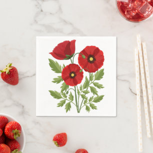 Mohn blüht fröhlich Sommer Blume Serviette