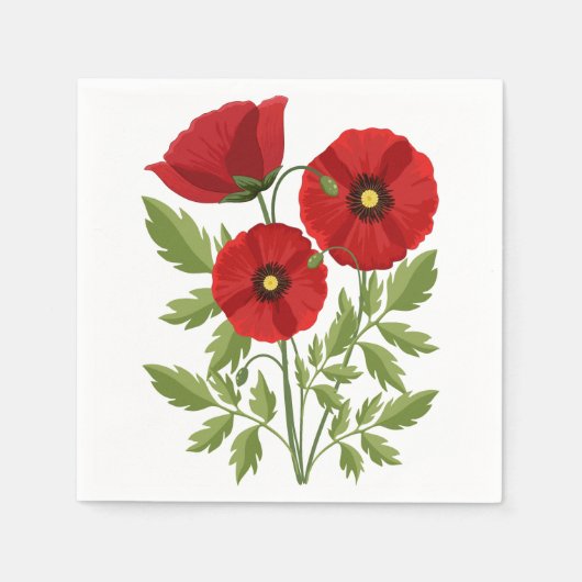 Mohn blüht fröhlich Sommer Blume Serviette (Vorderseite)