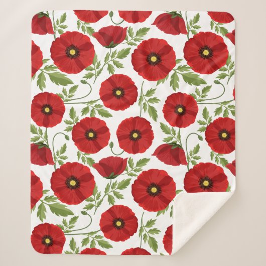 Mohn blüht fröhlich Sommer Blume Sherpadecke (Vorderseite)