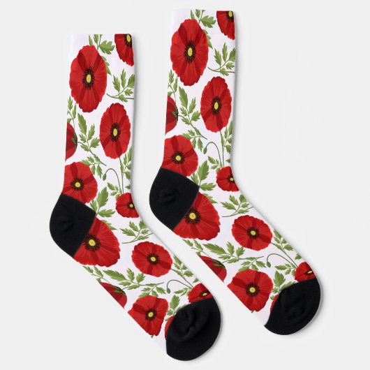 Mohn blüht fröhlich Sommer Blume Socken (Rechts)