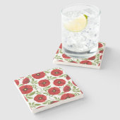 Mohn blüht fröhlich Sommer Blume Steinuntersetzer (Seitenansicht)