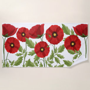 Mohn blüht fröhlich Sommer Blume Strandtuch