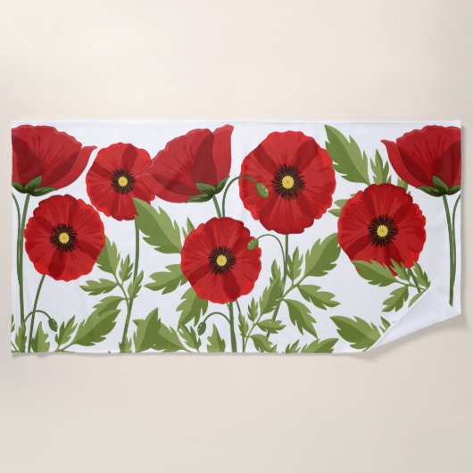Mohn blüht fröhlich Sommer Blume Strandtuch (Vorderseite)