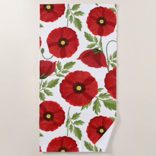 Mohn blüht fröhlich Sommer Blume Strandtuch