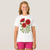 Mohn blüht fröhlich Sommer Blume T-Shirt (Vorne ganz)
