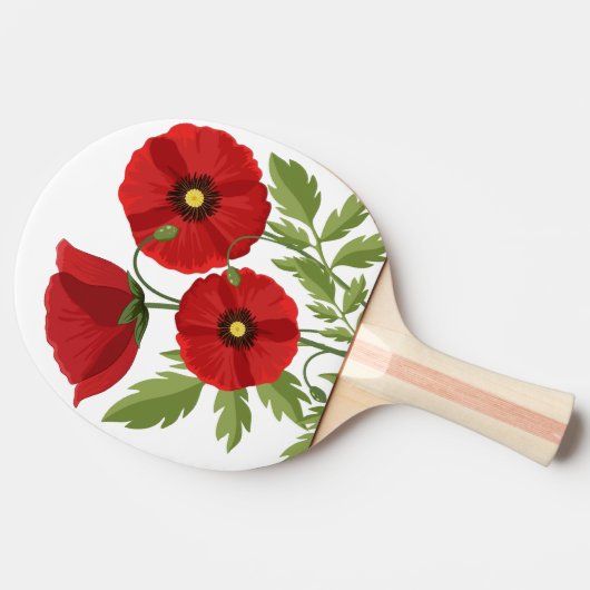 Mohn blüht fröhlich Sommer Blume Tischtennis Schläger (Seitenansicht)