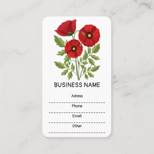 Mohn blüht fröhlich Sommer Blume Visitenkarte (Vorderseite)