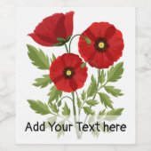 Mohn blüht fröhlich Sommer Blume Weinetikett (Einzelnes Label)