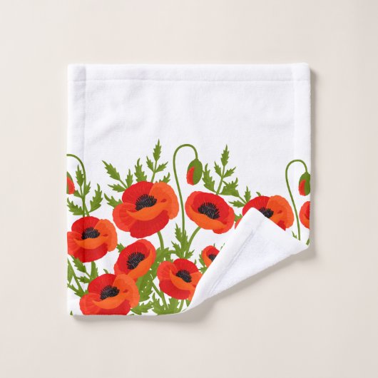 Mohn-Blume Badhandtuch Set (Waschlappen)